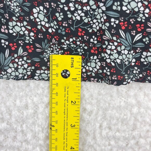 LOFT Outlet Gray Floral Print Tie Neck Dress Womens Sleeveless Chiffon Size 14 - Picture 6 of 10